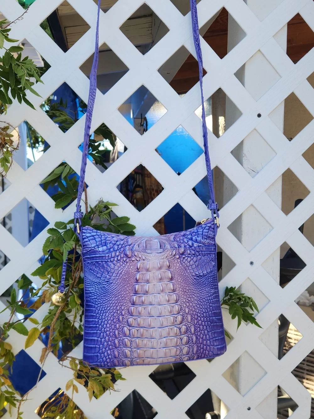 Brahmin Purple Croc-Embossed Crossbody Bag - Women - Picture 3 of 9